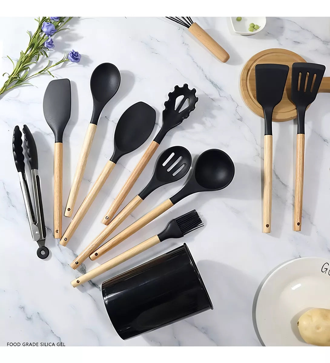 Set 12 Utensilios De Cocina Silicona Res