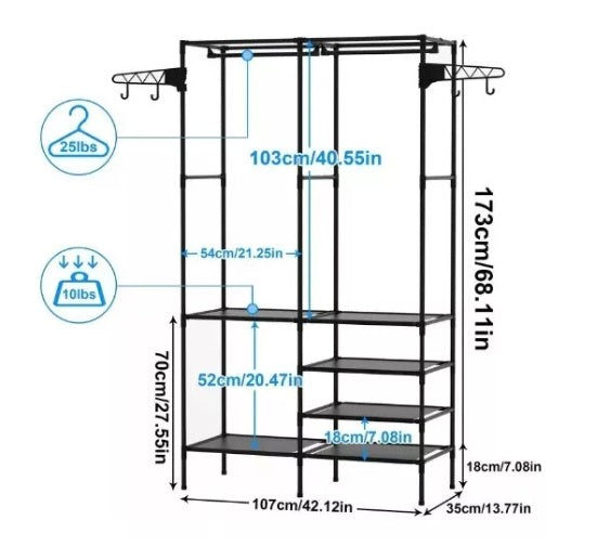 Armario de dos secciones tipo esqueleto