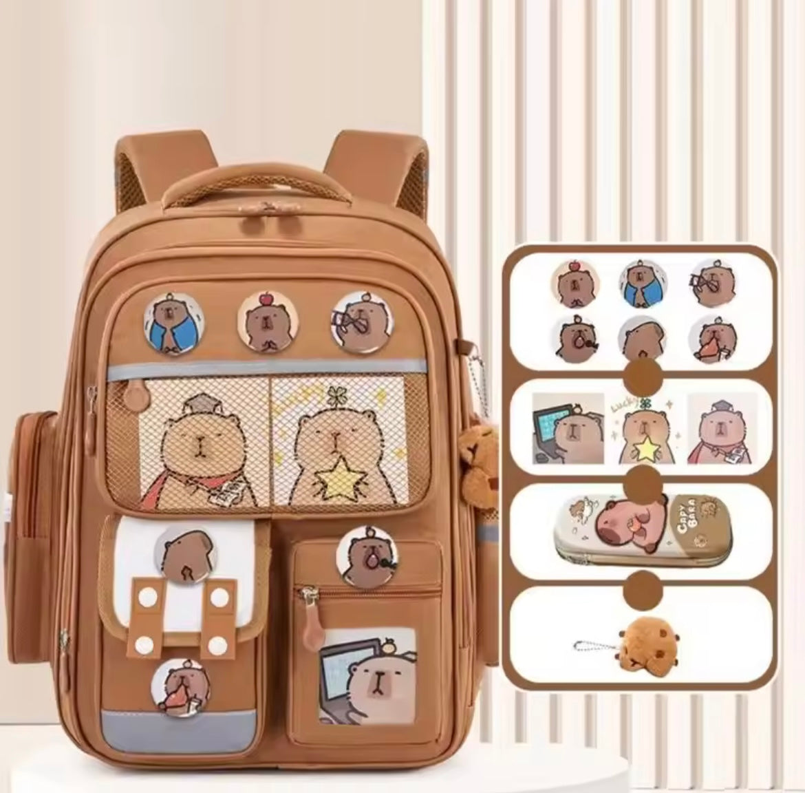 MOCHILA ESCOLAR ESTUDIANTES CAPIBARA GRA
