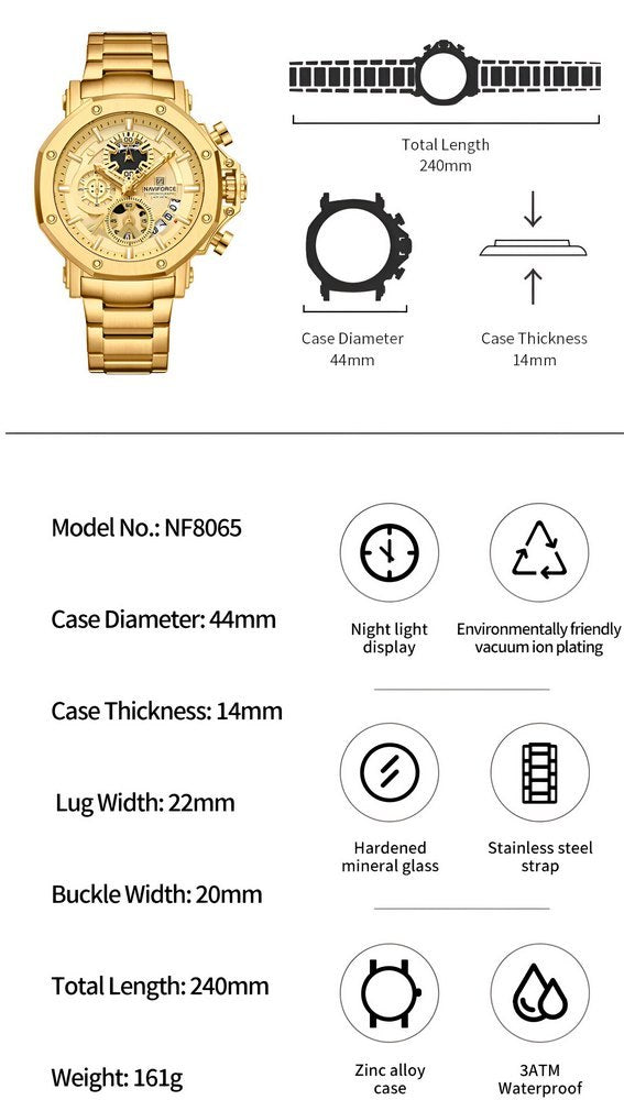 Reloj Naviforce Casual Nf8065 Crono Homb